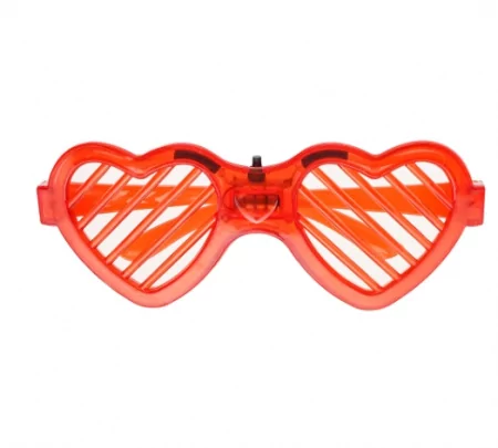 Светодиодные очки, Сердца в полоску, Красный, 15*6,5*6,5 см, 1 шт.