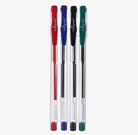 Набор гелевых ручек 4 цвета, стержень синий, красный, чёрный, зелёный, корпус прозрачный