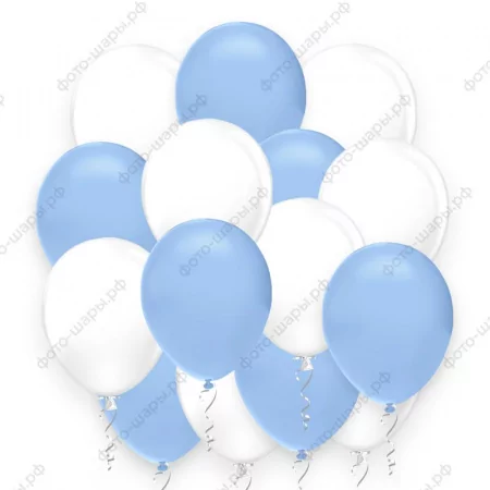 Облако шаров голубой+белый-пастель
