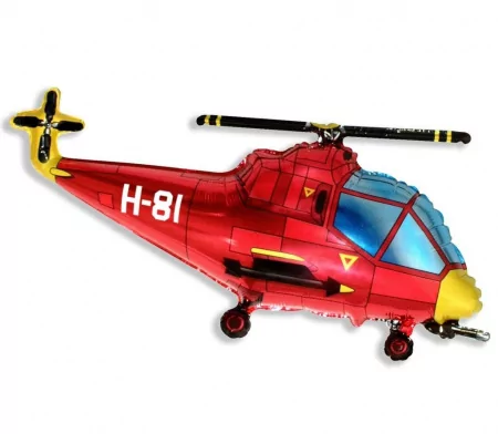 Шар (38''/97 см) Фигура, Вертолет, Красный, 1 шт.