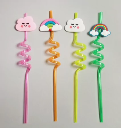 Трубочки для коктейля «Облака и радуга» набор 4 шт, цвет МИКС