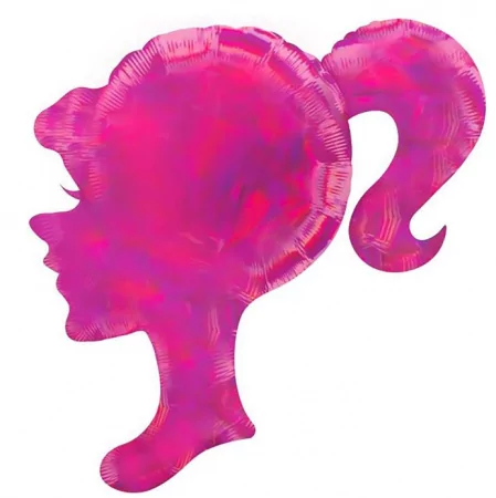 Шар (28''/71 см) Фигура, Профиль девушки, Розовый, Голография