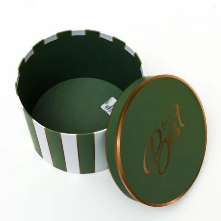 Коробка круг, цилиндр, зелено-белый, размер 1