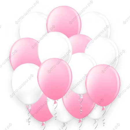 Облако шаров розовый-белый-пастель