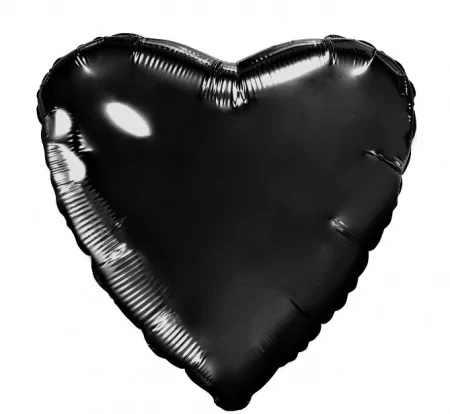 Шар (18''/46 см) Сердце, Черный, 1 шт.
